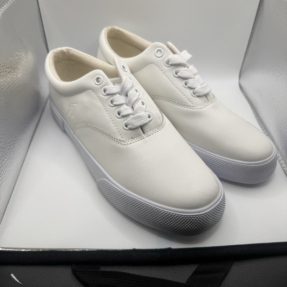 Polo Ralph Lauren Men's 7  1/2US Cream-White Forestmont II Leather Sneaker Shoe
